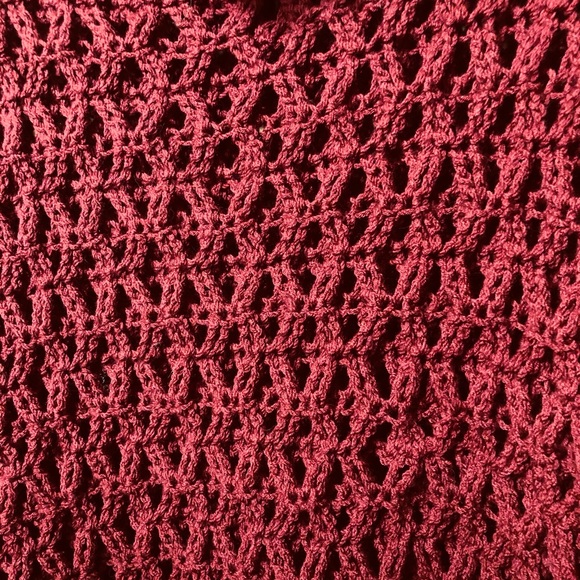Handmade One of a Kind Crochet Poncho in Cranberry - Picture 10 of 11